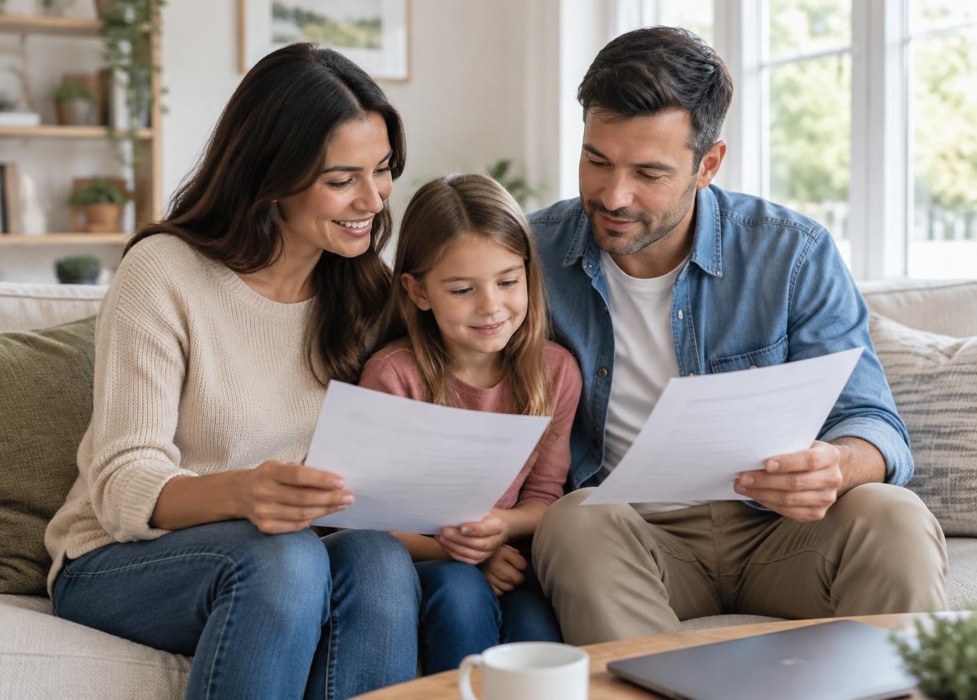 Family reviewing their mortgage protection options together at home